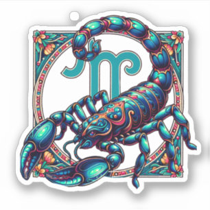 Sticker SYMBOLE Horoscope Scorpio   Scorpion bleu