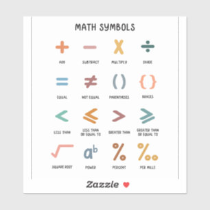 Sticker Symbole Mathématique Coloré Art Éducatif Minimalis