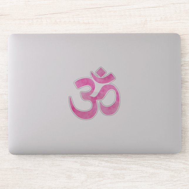 Sticker SYMBOLE OM Aquarelle rose vif (Ordinateur)