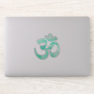 Sticker Symbole Om Aquarelle verte