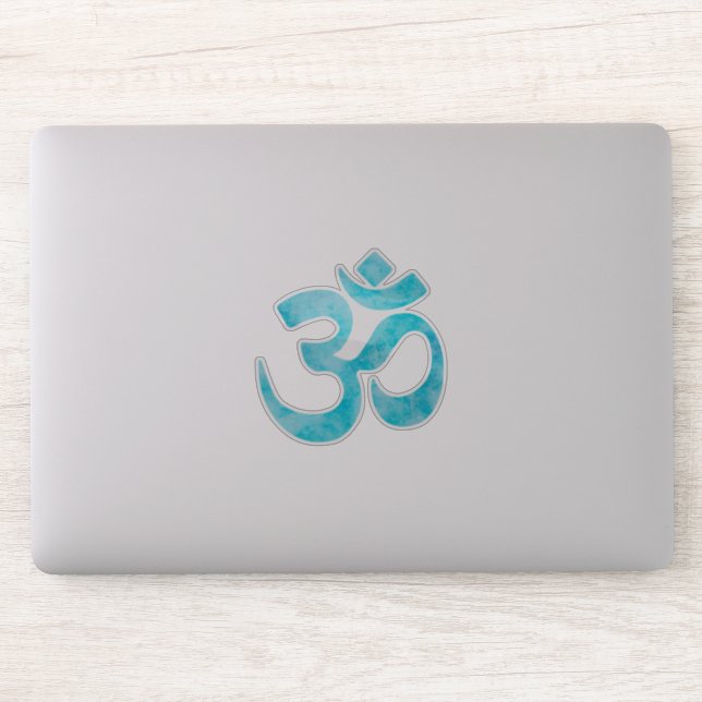 Sticker SYMBOLE OM D'Aquarelle Turquoise (Ordinateur)