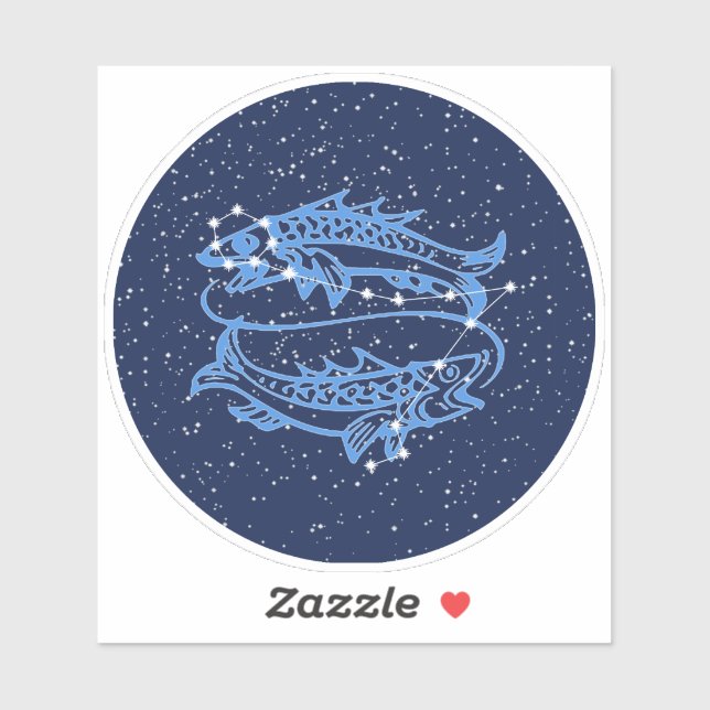 Sticker Symbole Poissons Constellation et Zodiaque avec ét (Feuille)