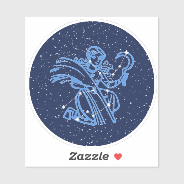 Sticker Symbole Virgo Constellation et Zodiac avec étoiles (Feuille)