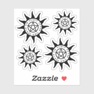 Sticker Symbole Wicca Sun avec Pentagram et Runes