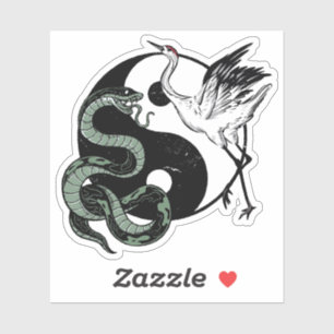 Sticker SYMBOLE Yin yang Snake Et Crane