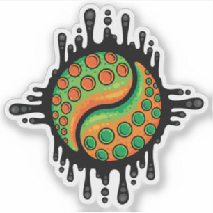Sticker Symbole Yin Yang Tentacle Tentacle Tentacle Octopu