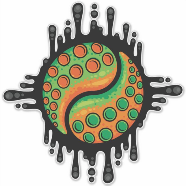 Sticker Symbole Yin Yang Tentacle Tentacle Tentacle Octopu (Devant)