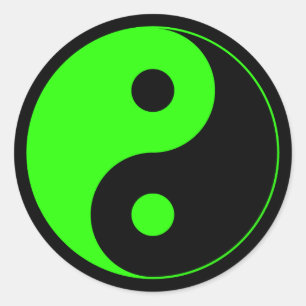 Sticker Symbole Yin Yang Vert et Noir