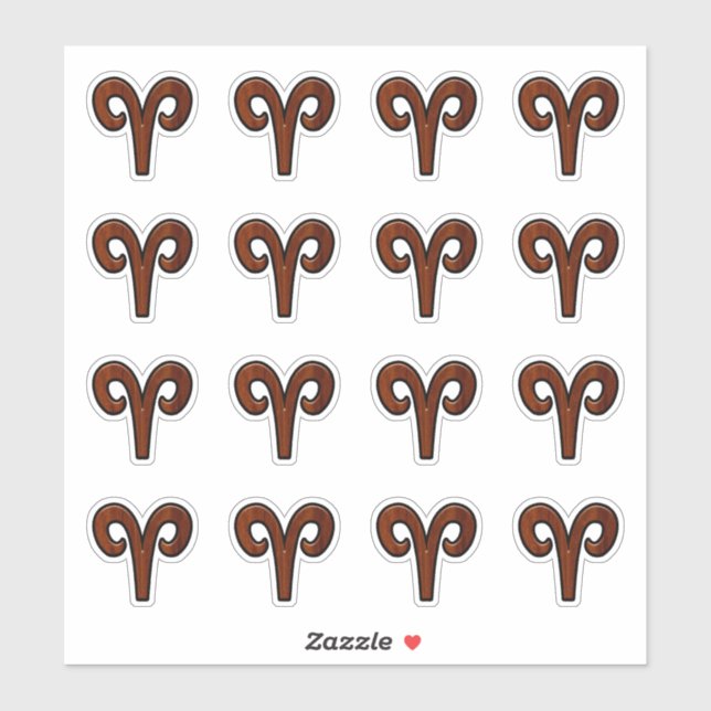 Sticker Symbole Zodiac d'Aries moderne en acajou comme imp (Feuille)