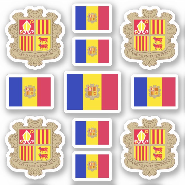 Sticker Symboles de l'État andorran / Armoiries et drapeau (Devant)