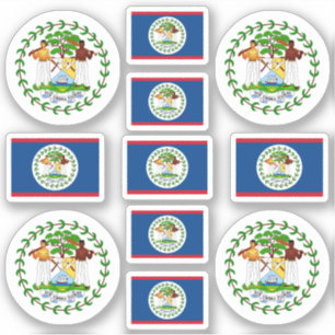 Sticker Symboles de l'État bélizien / blason et drapeau