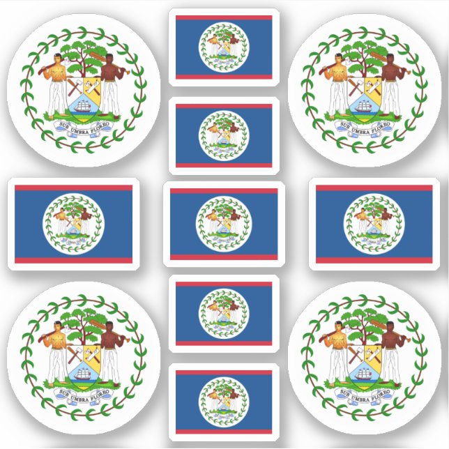 Sticker Symboles de l'État bélizien / blason et drapeau (Devant)
