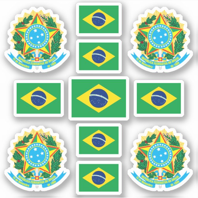 Sticker Symboles de l'État brésilien / blason et drapeau (Devant)