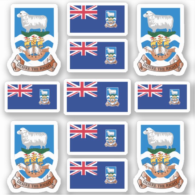 Sticker Symboles de l'état de Falklander / blason et drape (Devant)