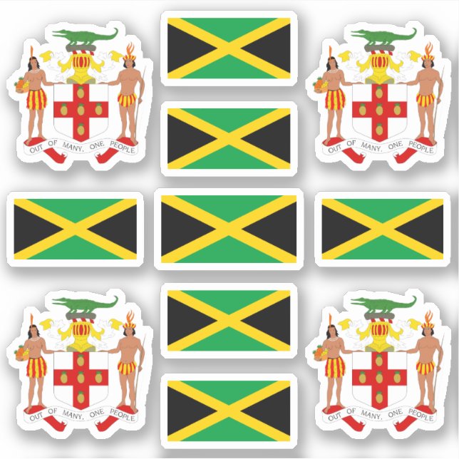 Sticker Symboles de l'état jamaïcain / blason et drapeau (Devant)