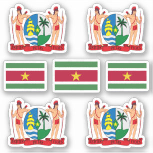 Sticker Symboles de l'État surinamais / blason et drapeau