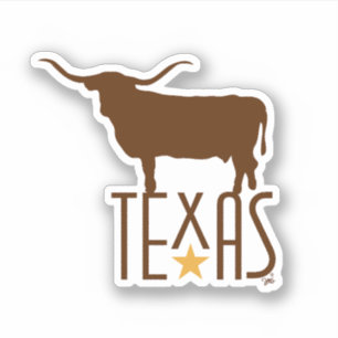 Sticker Symboles du Texas, Longhorn, marron