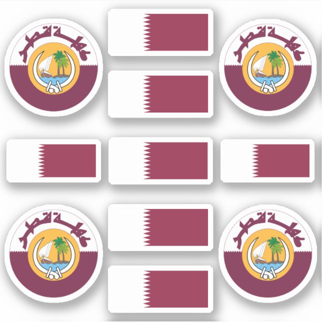 Sticker Symboles/emblèmes nationaux et drapeau du Qatar (Devant)