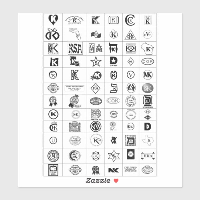 Sticker Symboles Kosher recommandés (Feuille)