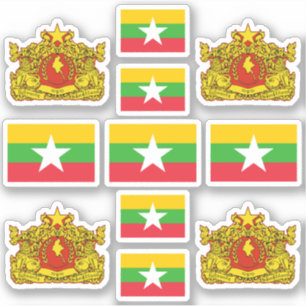 Sticker Symboles nationaux birmans / blason et drapeau