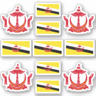 Sticker Symboles nationaux brunéiens / blason et drapeau