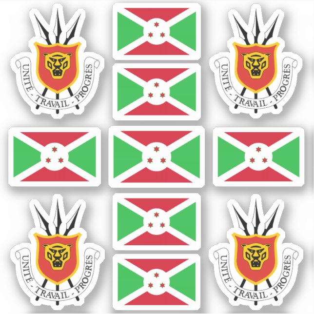 Sticker Symboles nationaux burundais /Armoiries et drapeau (Devant)
