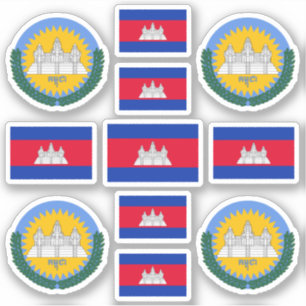 Sticker Symboles nationaux cambodgiens / blason et drapeau