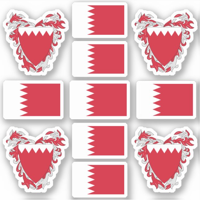 Sticker Symboles nationaux de Bahreïn /emblème et drapeau  (Devant)