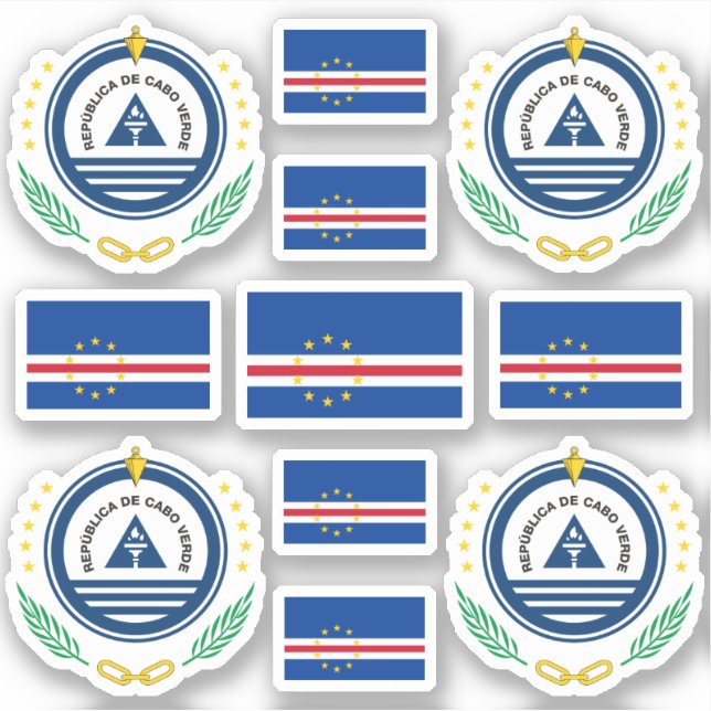 Sticker Symboles nationaux du Cap-Vert /Armoiries et drape (Devant)