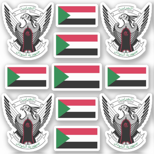 Sticker Symboles nationaux du Soudan /Armoiries et drapeau (Devant)