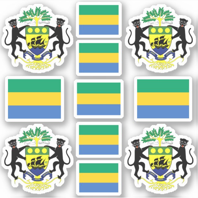 Sticker Symboles nationaux gabonais /Armoiries et drapeau (Devant)