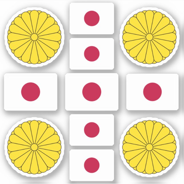 Sticker Symboles nationaux japonais / blason et drapeau (Devant)