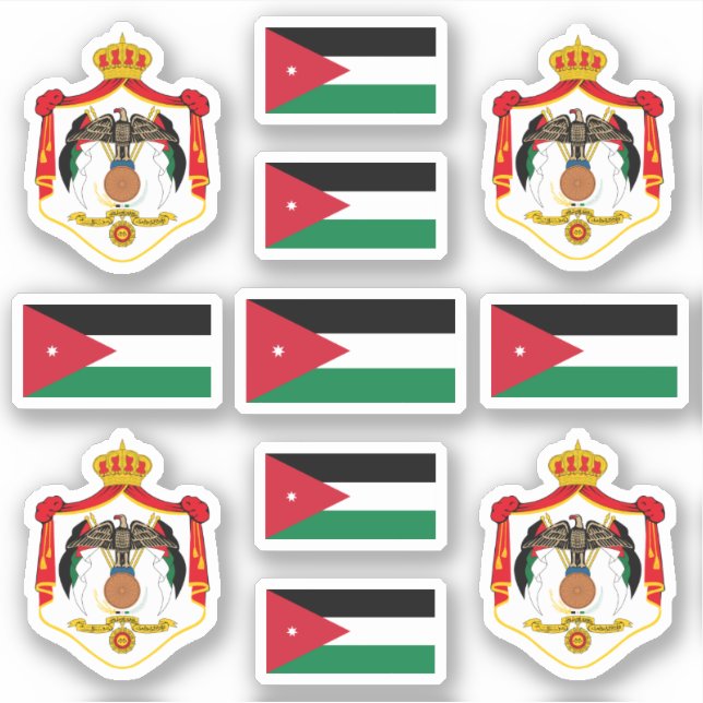 Sticker Symboles nationaux jordaniens /Armoiries et drapea (Devant)