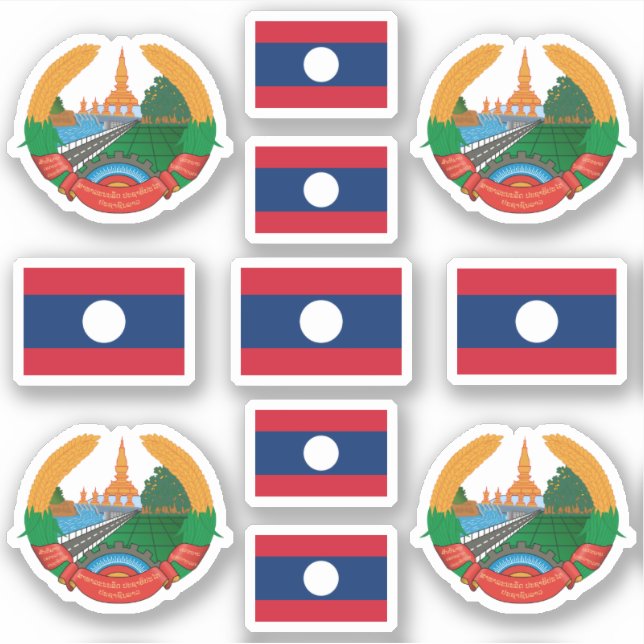 Sticker Symboles nationaux laotiens /armoiries et drapeau (Devant)