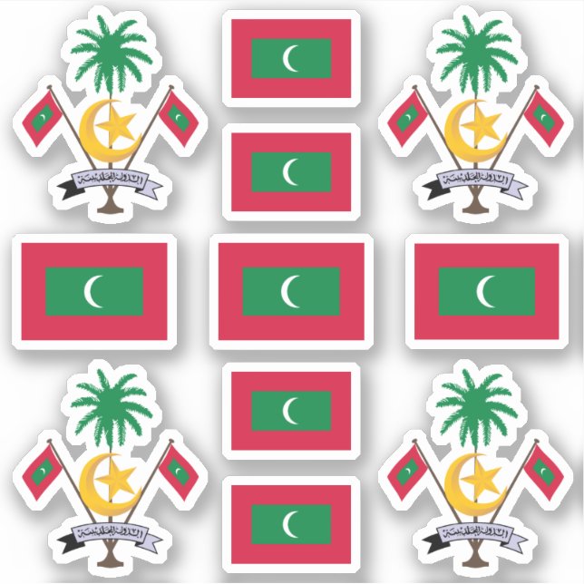 Sticker Symboles nationaux maldiviens /armoiries et drapea (Devant)