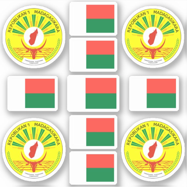 Sticker Symboles nationaux malgaches /Armoiries et drapeau (Devant)