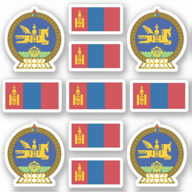 Sticker Symboles nationaux mongols / armoiries et drapeau (Devant)
