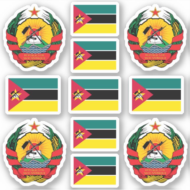 Sticker Symboles nationaux mozambicains /Armoiries et drap (Devant)