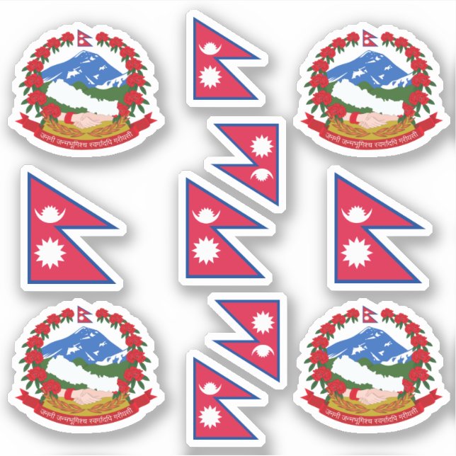 Sticker Symboles nationaux népalais/armoiries et drapeau (Devant)