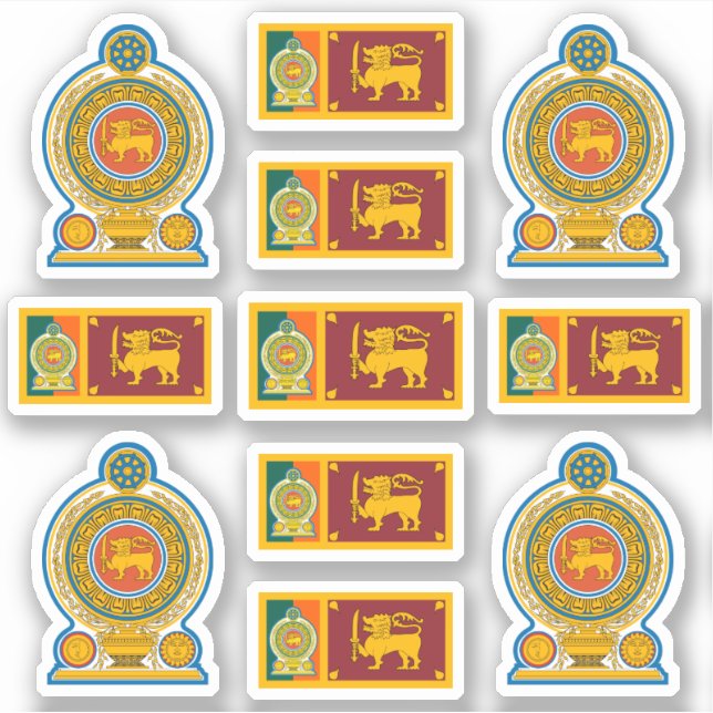 Sticker Symboles nationaux sri-lankais/emblème et drapeau (Devant)