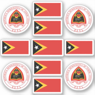 Sticker Symboles nationaux timorais / blason et drapeau