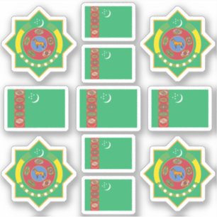 Sticker Symboles nationaux turkmènes / blason et drapeau