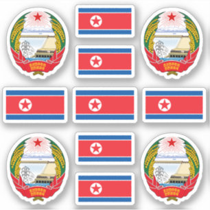 Sticker Symboles nord-coréens / blason et drapeau