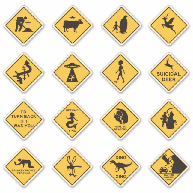 Sticker Symboles routiers étranges (Devant)