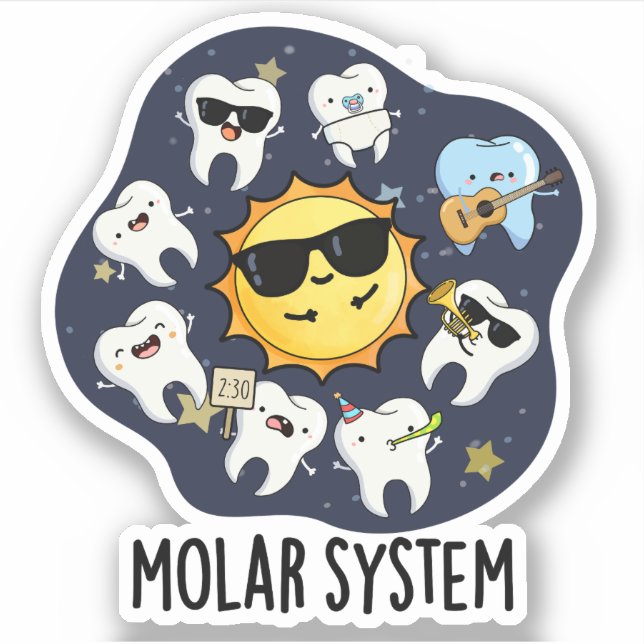 Sticker Système Molaire Funny Dental Astronomy Pun (Devant)