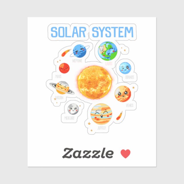 Sticker Système solaire Planètes Science Space Boys Girls  (Feuille)