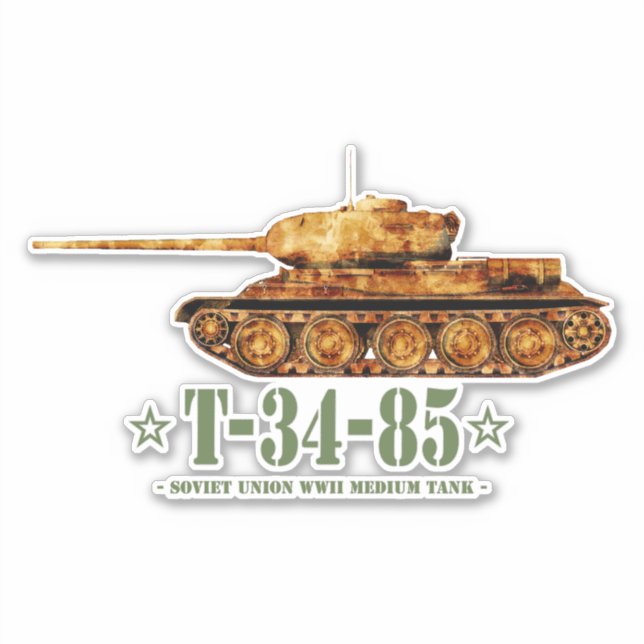 Sticker T-34-85 Guerre mondiale Deux 2ÈME GUERRE MONDIALE  (Devant)