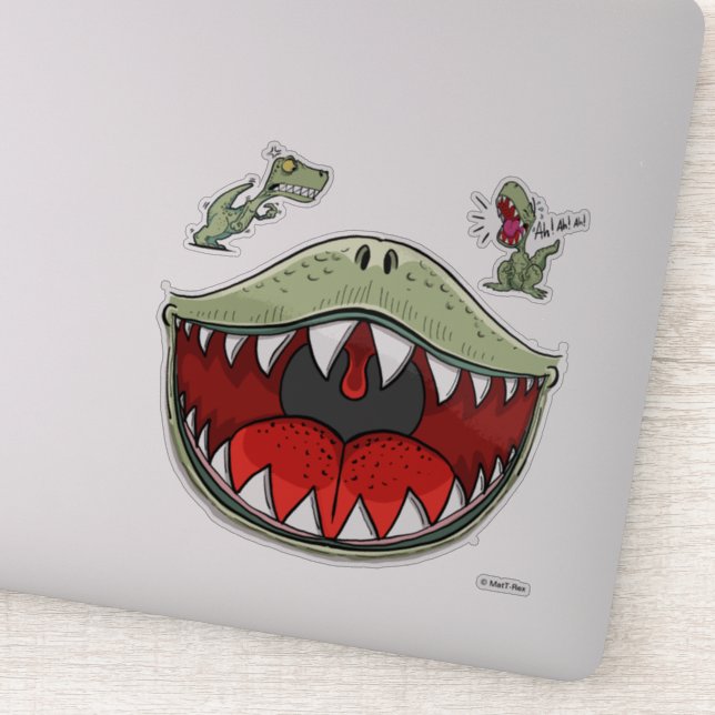 Sticker T-rex Dinosaur Carton pour enfants à bouche (Détail)