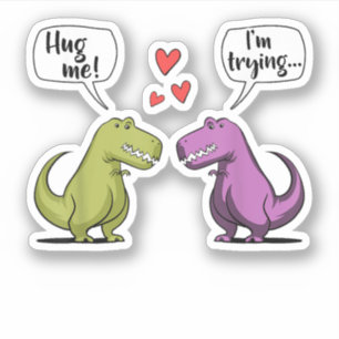 Sticker T-Rex Dinosaur Couple Accrochez-moi Valentines Jou