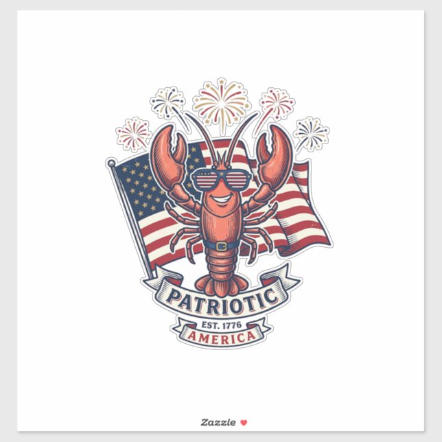 Sticker T-Shirt_1 gravure vintage drapeau homard patriotiq (Feuille)